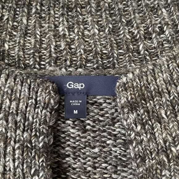 Gap Sweater Womens Medium Grey Brown Asymmetrical Zipper Cardigan Casual Knit - Picture 3 of 7